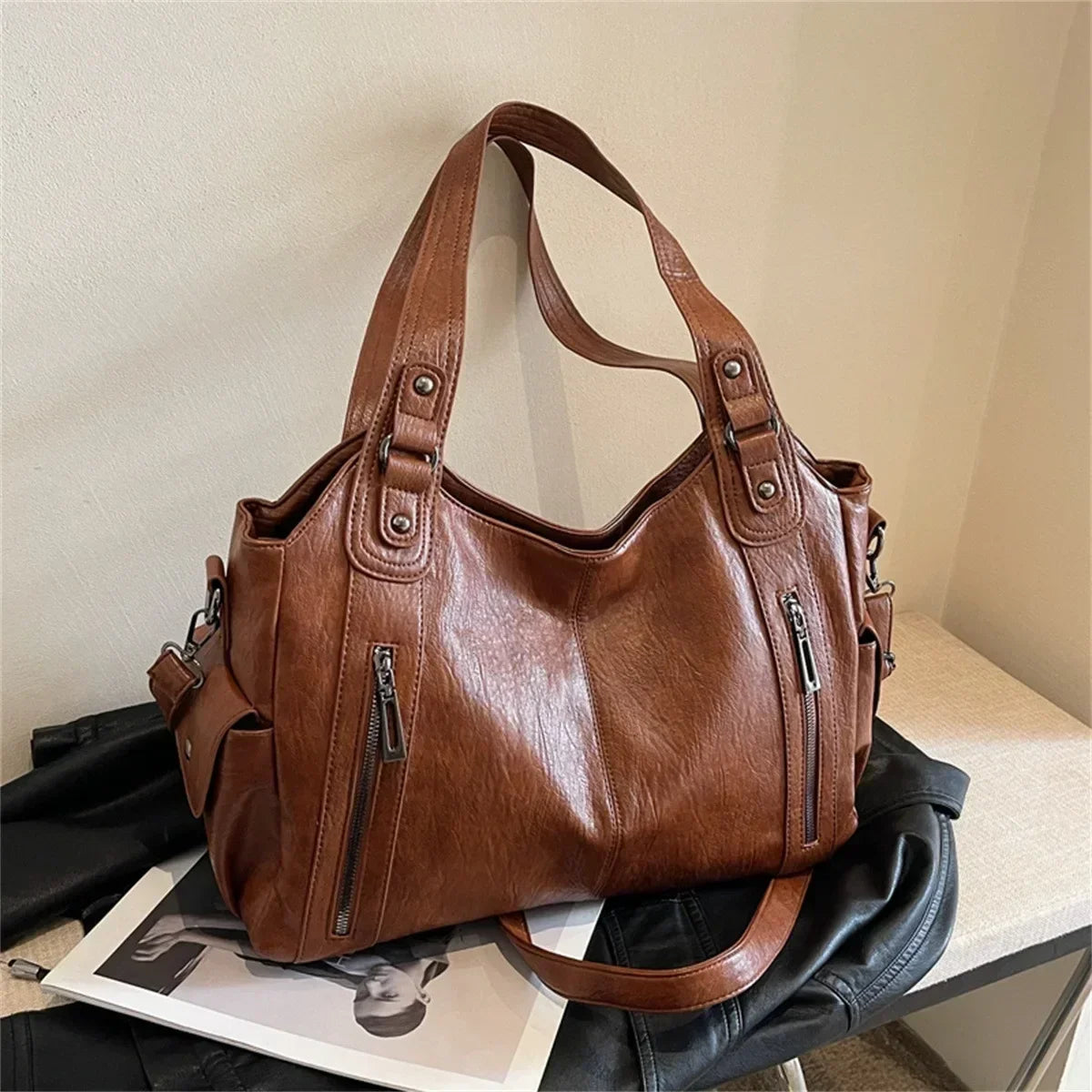 Sac porté épaule marron — Bélarice Aubier